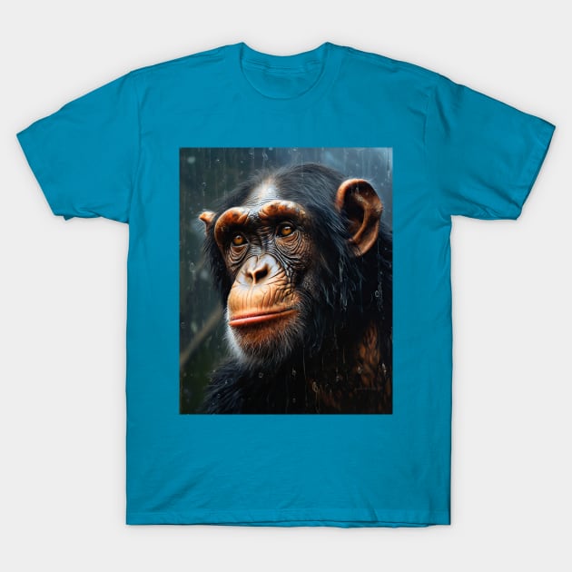 Oil Paint Hyperrealism: Amazing Zoo Chimpanzee T-Shirt by ABART BY ALEXST 